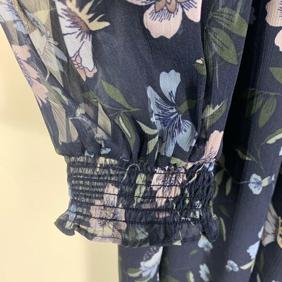 Cece Blue Floral Chiffon Dress Sz Small NWOT - Picture 7 of 11